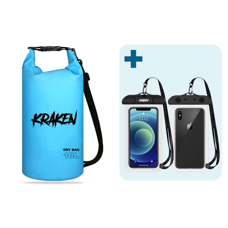 KRAKEN Dry Bag met Mobielhoes - Blauw, 10L