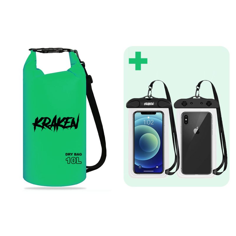 KRAKEN Dry Bag met Mobielhoes - Groen, 10L