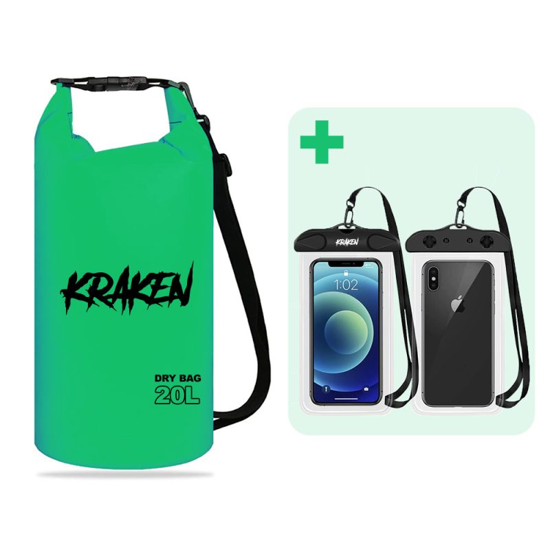 KRAKEN Dry Bag met Mobielhoes - Groen, 20L