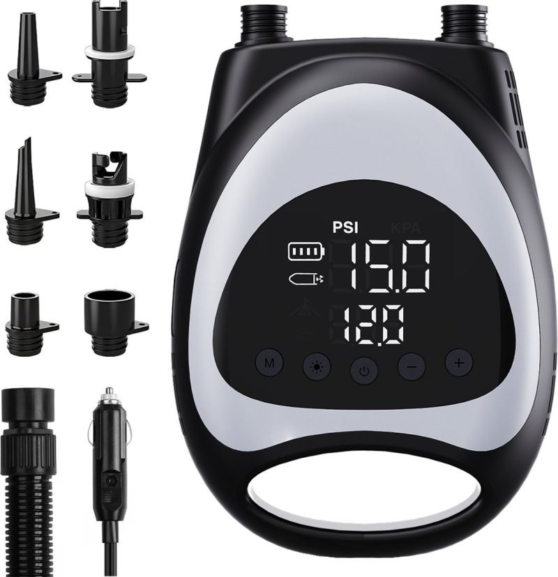 Elektrische SUP pomp 20 PSI met 8800 mAh accu, opzetstukken en 12V autoplug